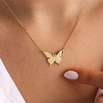 Engraved Butterfly Pendant Necklace