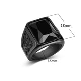 Trendy Men Black Stone Ring Titanium Steel Retro