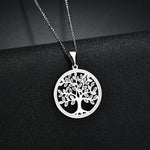 Tree Of Life Necklace Stainless Steel Round Pendant