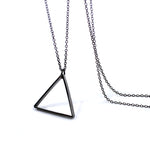 Black Rectangle Pendant Necklace Stainless Steel