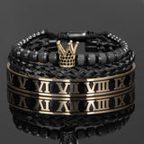 Luxury Crown Handmade Men Enamel Roman Numeral Bracelet