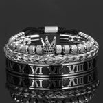 Luxury Crown Handmade Men Enamel Roman Numeral Bracelet