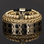 Luxury Crown Handmade Men Enamel Roman Numeral Bracelet