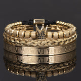 Luxury Crown Handmade Men Enamel Roman Numeral Bracelet