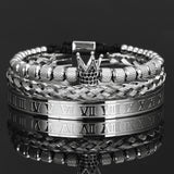 Luxury Crown Handmade Men Enamel Roman Numeral Bracelet