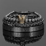 Luxury Crown Handmade Men Enamel Roman Numeral Bracelet