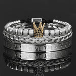 Luxury Crown Handmade Men Enamel Roman Numeral Bracelet