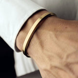 Classic Black Cuff Men Bracelets Bangles Stainless Steel