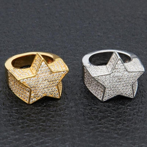 Hip Hop Rock Five Star Ring Men Luxury